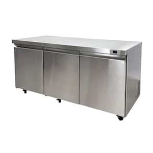 72 in. W 15.5 cu. ft. Commercial Under Counter Refrigerator Cooler in Stainless Steel