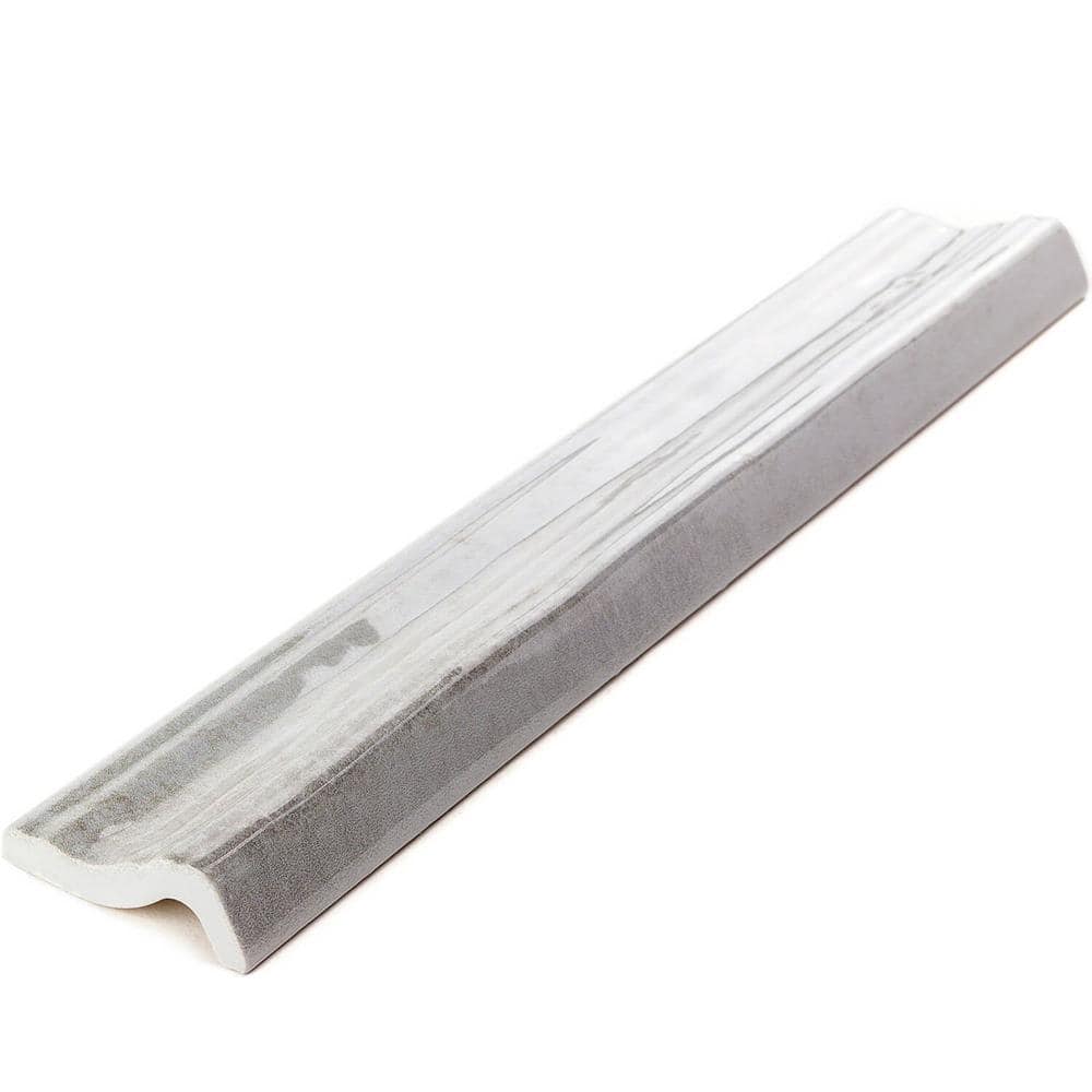 Moze Gray Polished Ceramic Bullnose Tile Trim 3x12