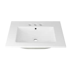 Tucson 24 in. W x 18 in. D Vitreous China Vanity Top in White with 3 Faucet Holes (4 in. Centerset)