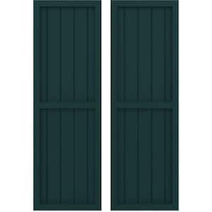 17-1/2-in W x 35-in H Americraft 5 Board Real Wood Two Equal Panel Framed Board and Batten Shutters Thermal Green