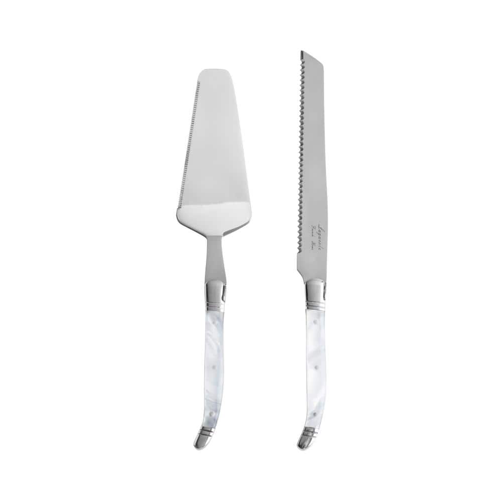 Storied Home Stainless Steel Cake Knife and Server w/Wood and Horn Handles ( Set of 2) DF0728 - The Home Depot