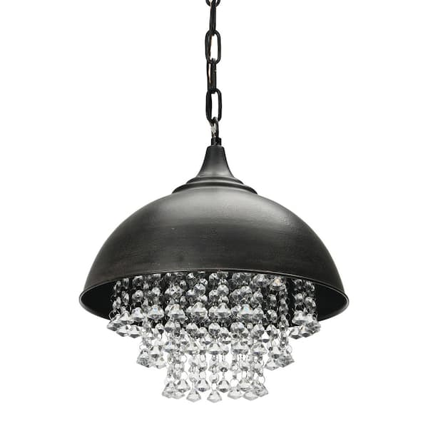 Storied Home Collected Notions 1-Light Black/Crystal Pendant Chandelier