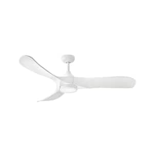 Swell Illuminated 56.0 in. Indoor/Outdoor Integrated LED Matte White Ceiling Fan with Remote Control