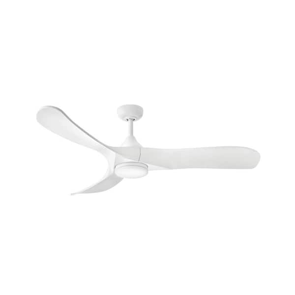 HINKLEY Swell Illuminated 56.0 in. Indoor/Outdoor Integrated LED Matte White Ceiling Fan with Remote Control