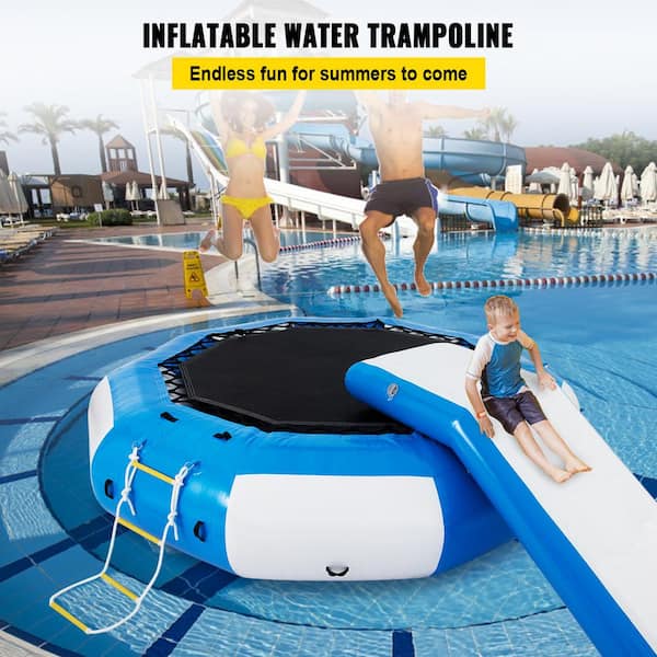 Verfrissend Op het randje trui VEVOR Inflatable Water Trampoline 10 ft. Round Inflatable Water Bouncer  with Slide and 4-Step Ladder for Water Sports SSBC10FTBWDFTHD01V0 - The  Home Depot
