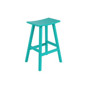 Franklin Turquoise 29 in. Poly HDPE Fade Resistant Outdoor Patio Saddle Seat Pub Height Bar Stool