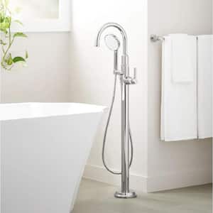 Greyfield Single-Handle Free Standing Tub Faucet with Hand Shower and Valve in Chrome