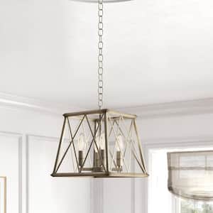 Springfield 4-Light Silver Lantern Geometric Pendent with Wrought Iron Accents