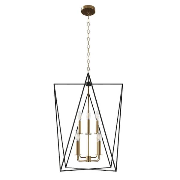 aiwen 24.5 in. 8-Light Vintage Lantern Chandelier Candle-Style Adjustable Ceiling Hanging Light