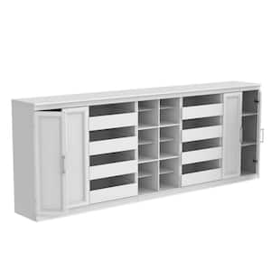 Modular Storage 106.97 in. W White Reach-In Tower Wall Mount 18-Shelf Wood Closet System