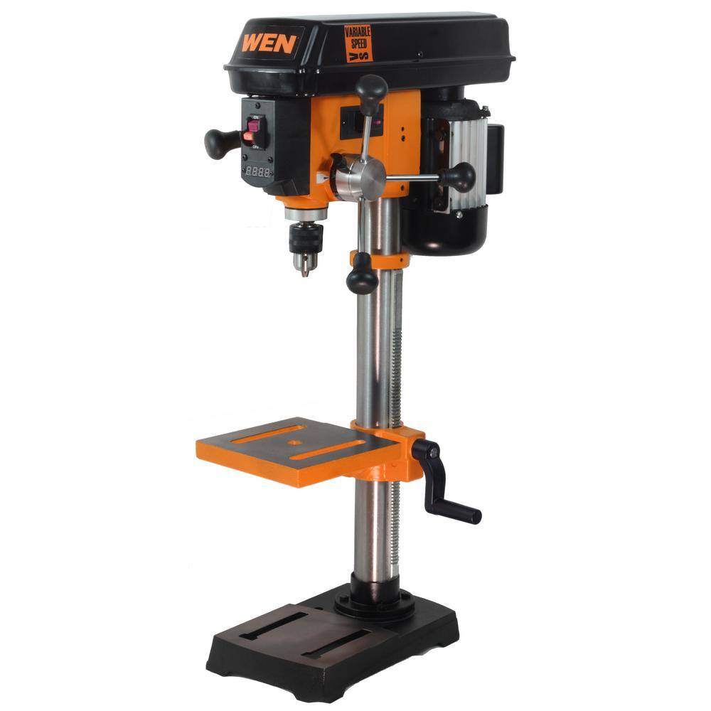 10 in. Variable Speed Benchtop Drill Press, 6.2-Amp with Cast Iron, Laser, LED Work Light, and 1/2 in. Chuck Capacity