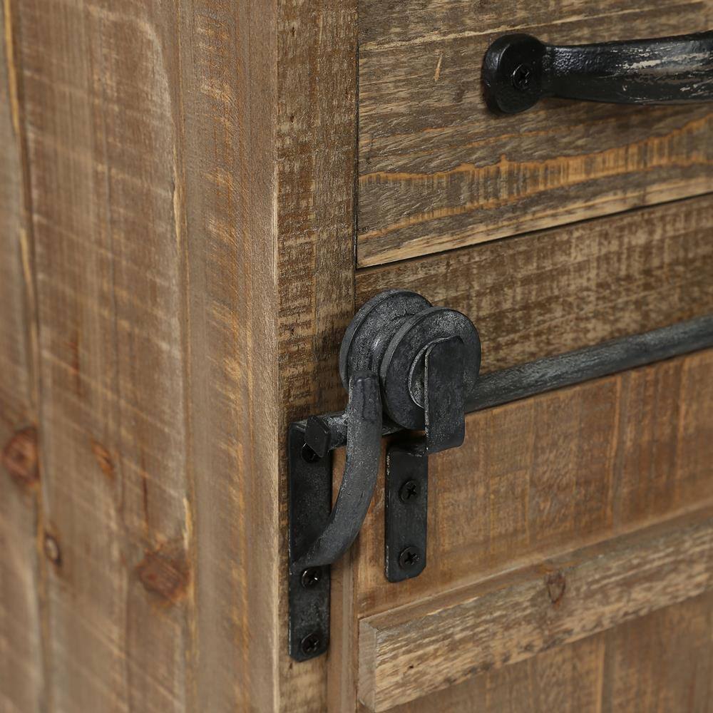 Rustic Brown Wood Sliding Barn Door Storage Cabinet