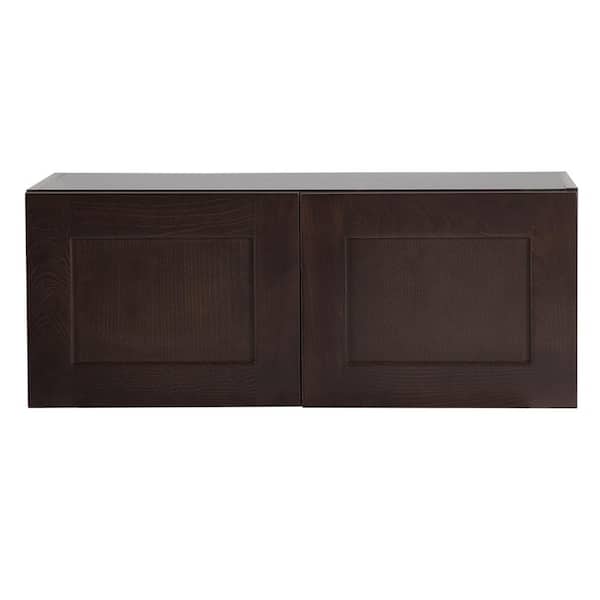 Hampton Bay Edson Shaker Assembled 30x12x12.5 in. Wall Cabinet in Dusk