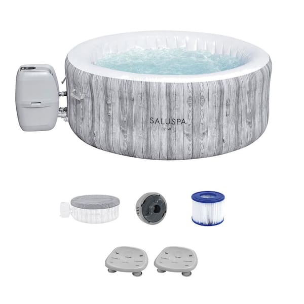 Bestway Fiji 4-Person Hot Tub with Set of 2 Underwater Non Slip Spa Seats, Gray