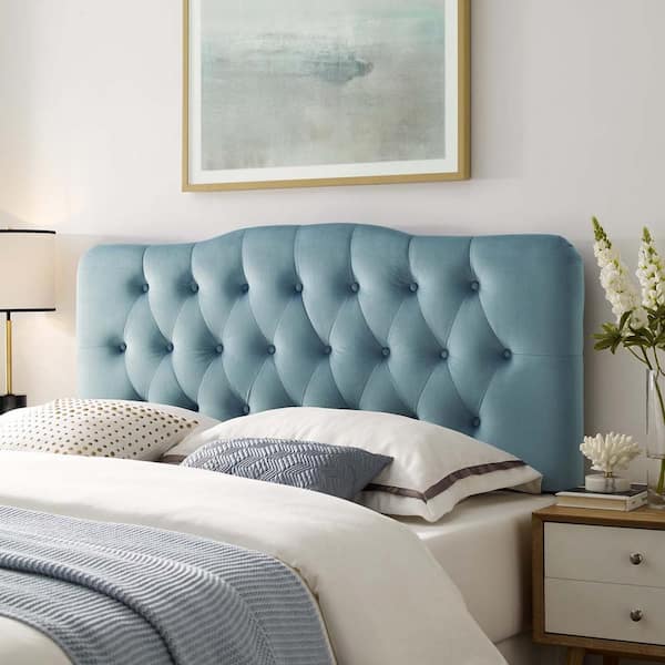 Modway Annabel Light Blue Full Diamond Tufted Performance Velvet Headboard Mod 6128 Lbu The Home Depot