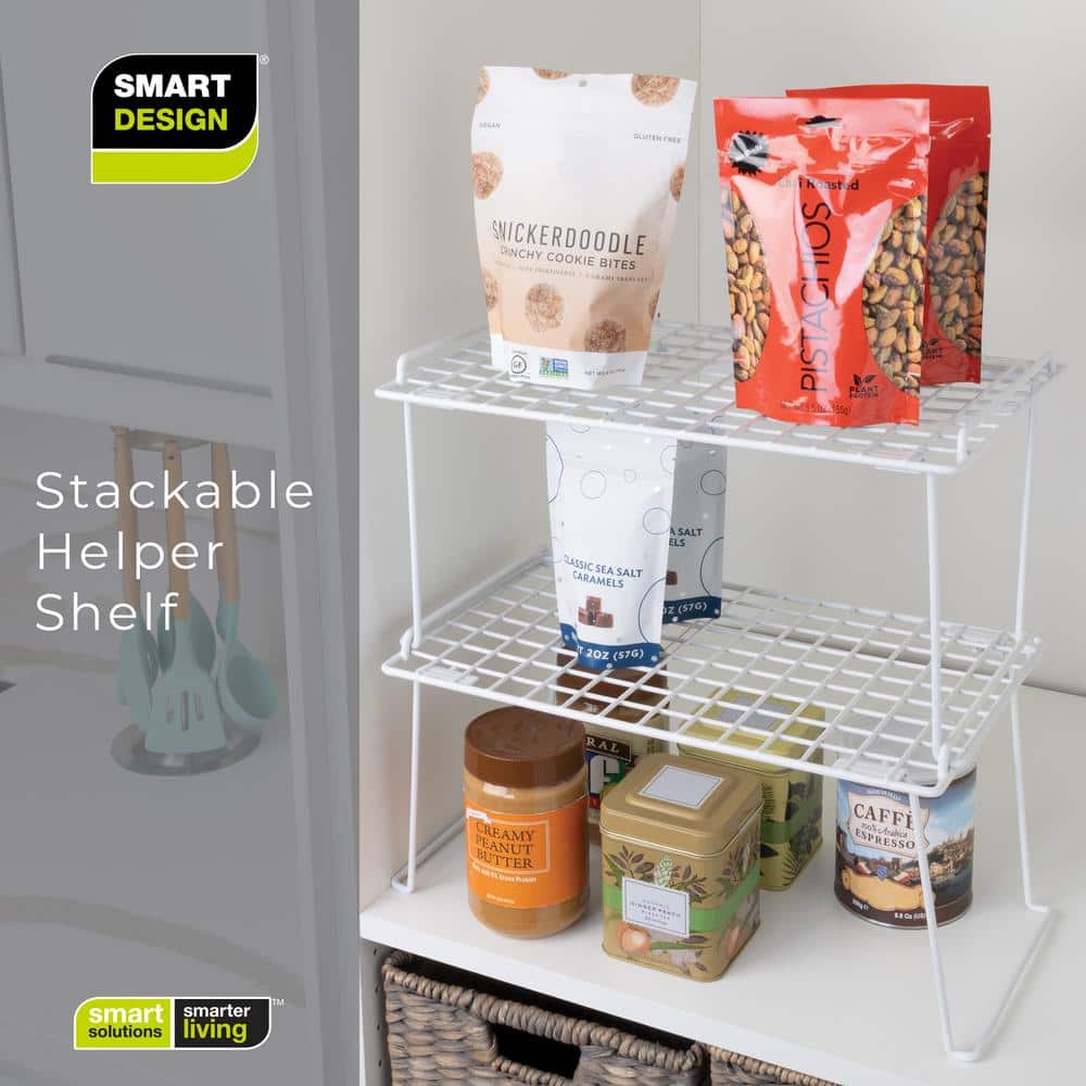 Large White Metal Stacking Cabinet Shelf Rack