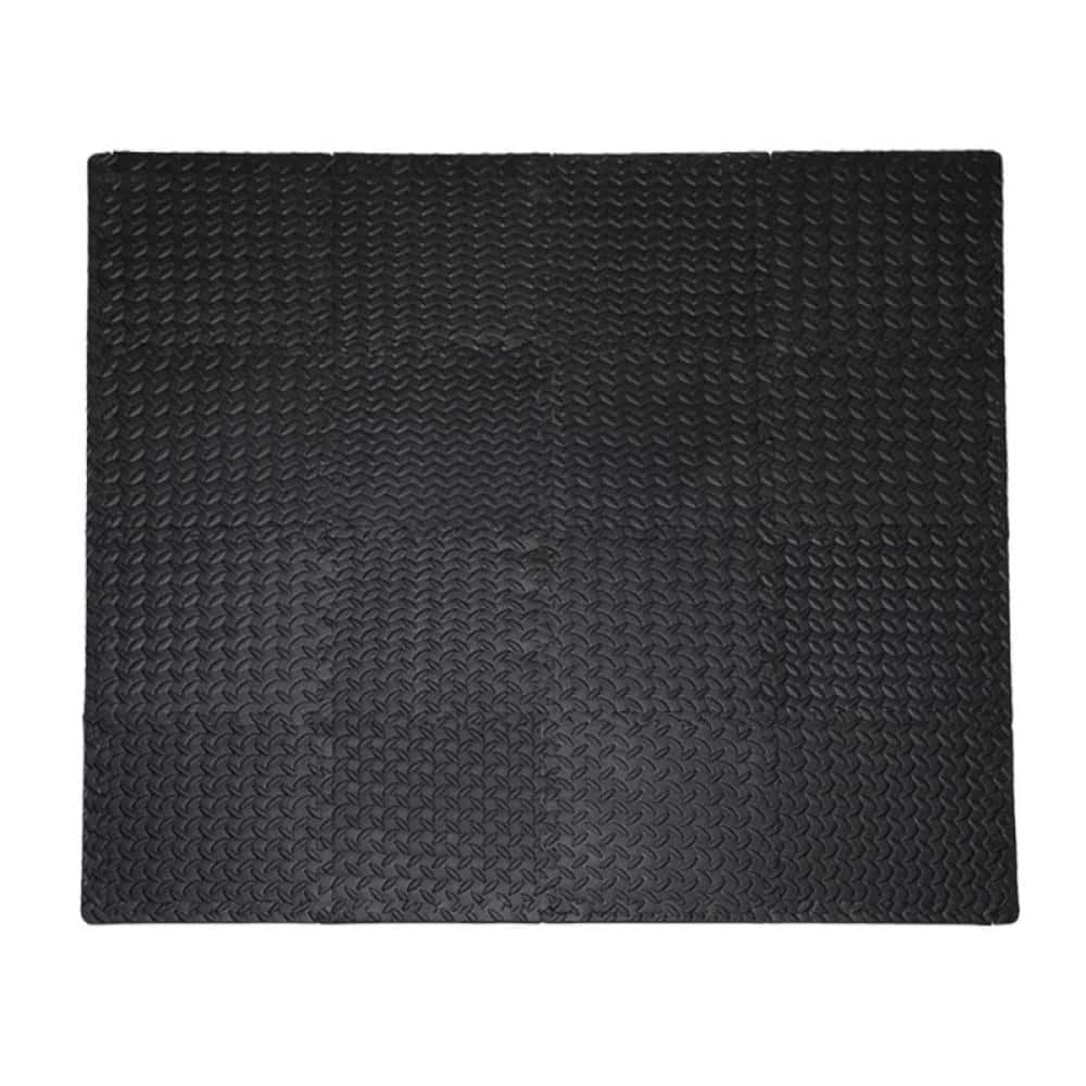 Ottomanson Soft EVA Foam Mat Flooring Tiles, Black, 16 PC, 12