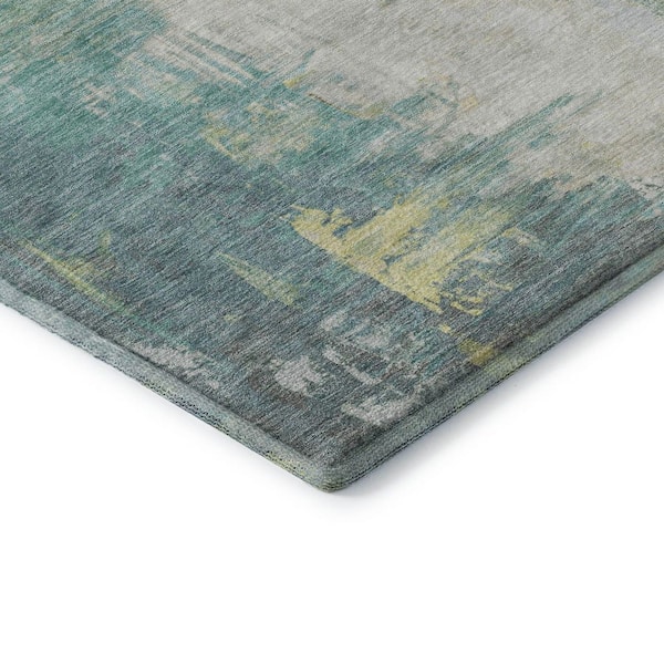Mayfield Premium Machine Washable Abstract AMF1977 Seafoam 10 ft. x 14 ft. Area Rug