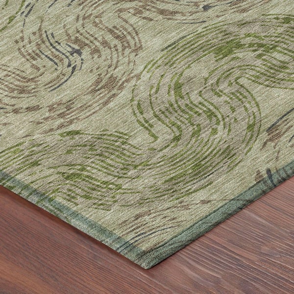 Chantille Machine Washable Indoor/Outdoor Abstract ACN2461 Sage 8 ft. x 10 ft. Area Rug