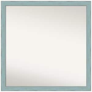 Sky Blue Rustic 28.25 in. W x 28.25 in. H Square Non-Beveled Wood Framed Wall Mirror in Blue