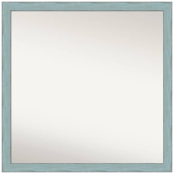 Amanti Art Sky Blue Rustic 28.25 in. W x 28.25 in. H Square Non-Beveled Wood Framed Wall Mirror in Blue