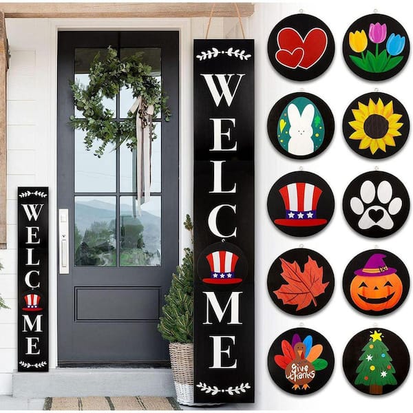 Farmhouse Interchangeable Welcome Decor 47 in. x 7.9 in. by Wooden
