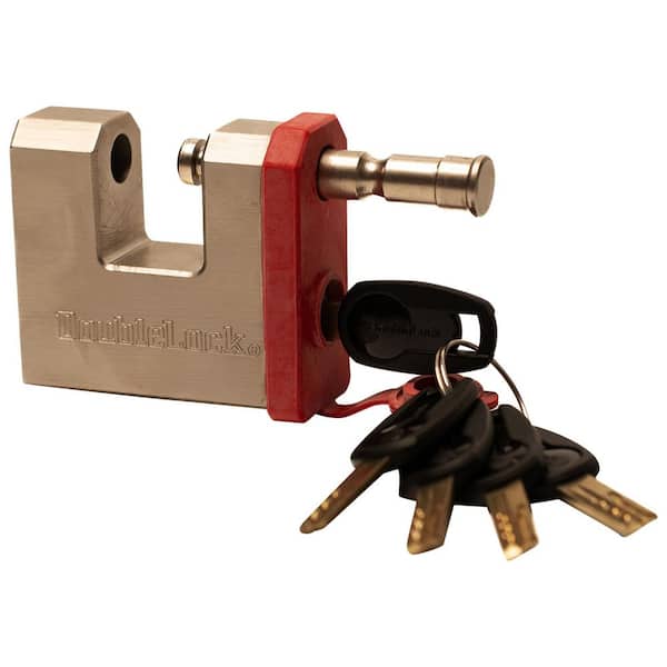 FALCON X, Max Duty Brass Block Padlock (3.8 in. W) with 1/2 in. Dowel Pin, Weatherproof with Red Rubberized Cap