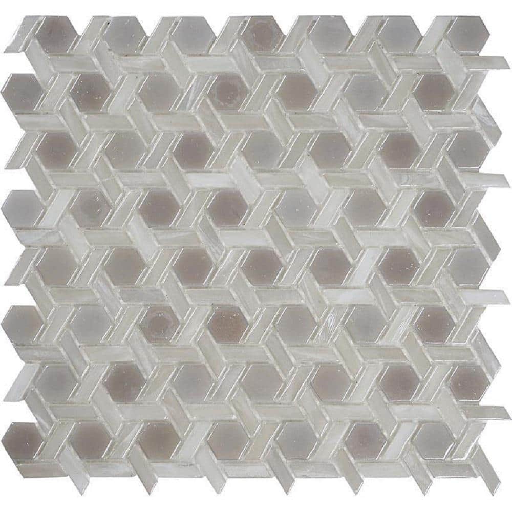 White 4 in. x 5 in. Hexagon Polished Glass Mosaic Floor and Wall Tile Sample (0.13 sq. ft./Piece) price history on PriceWatchPro