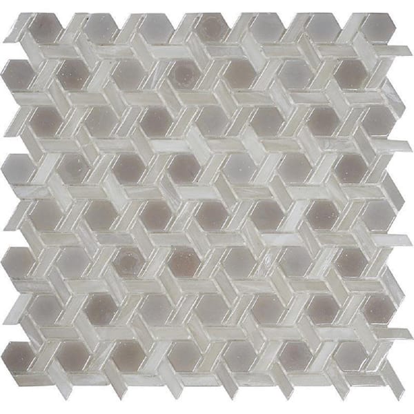 Apollo Tile White 4 in. x 5 in. Hexagon Polished Glass Mosaic Floor and Wall Tile Sample (0.13 sq. ft./Piece)