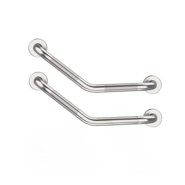 16 Inch 135° Angled Anti Slip Satin Brushed Nickel Stainless Steel Shower Grab Bar 2 Pack