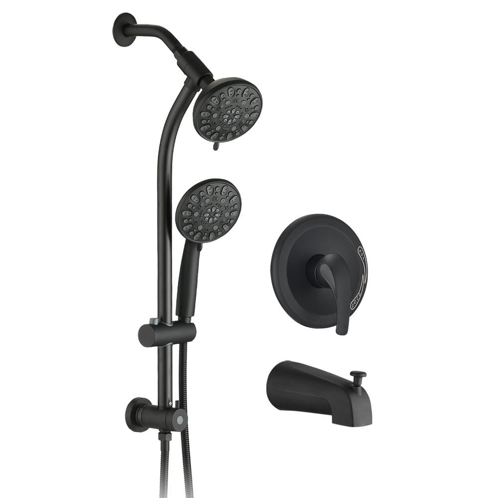 7-Spray Patterns 1.8 GPM Round 5 in. Wall Bar Shower Kit Hand Shower and Sl