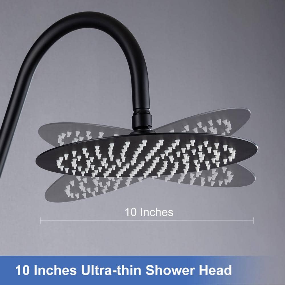 Matte Black Adjustable Height Rain Shower System with Handheld
