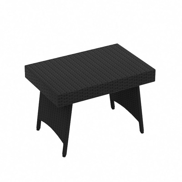WESTIN OUTDOOR Hampton Black Wicker Rattan Foldable Outdoor Side Table