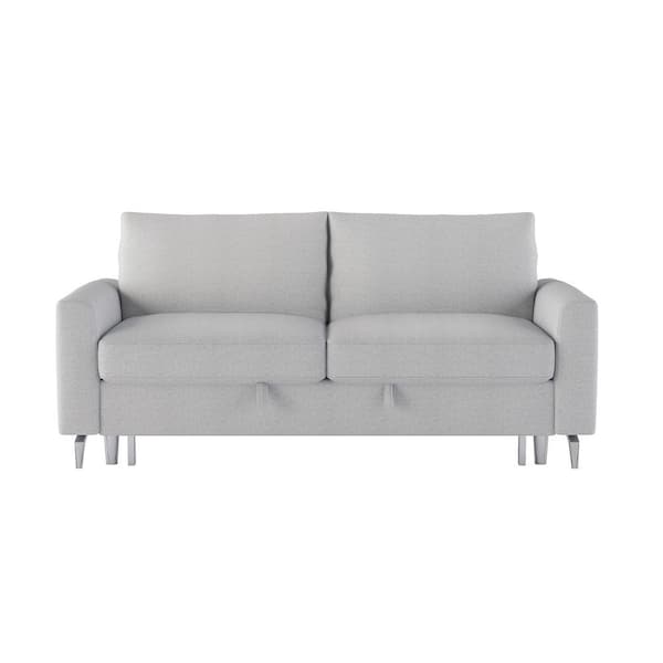 EVERGLADE HOME Misha 77 in. Square Gray Arm Textured Fabric Upholstered 2-Seater Convertible Straight Studio Sofa with Pull-Out Bed