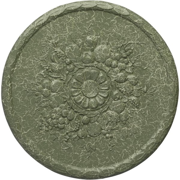 Ekena Millwork 1-1/4" x 22-1/2" x 22-1/2" Polyurethane Anthony Harvest Ceiling Medallion, Athenian Green Crackle