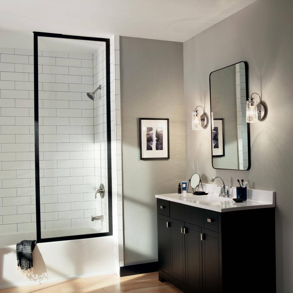 Braelyn 1-Light Chrome Bathroom Indoor Wall Sconce Light with Clear Seeded Glass Shade price history on PriceWatchPro
