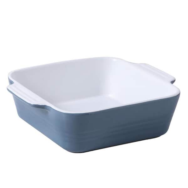 2 Qt. Blue Ceramic Casserole Dishes for Oven, Cake Pan with Handle for Brownie, Lasagna, Casserole, Square Baking Pan