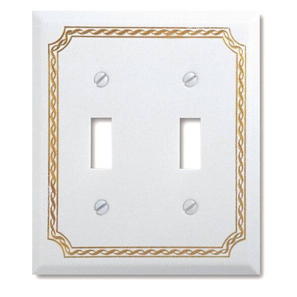 AMERELLE White 2-Gang Toggle Wall Plate (1-Pack)