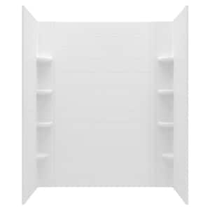 Ovation Curve 60 in. W x 72 in. H 3-Piece Glue Up Alcove Subway Tile Shower Walls in Arctic White
