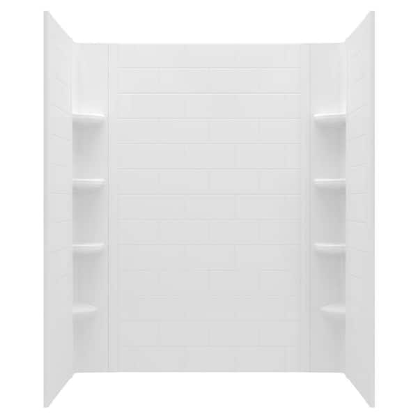 Ovation Curve 60 in. W x 72 in. H 3-Piece Glue Up Alcove Subway Tile Shower Walls in Arctic White