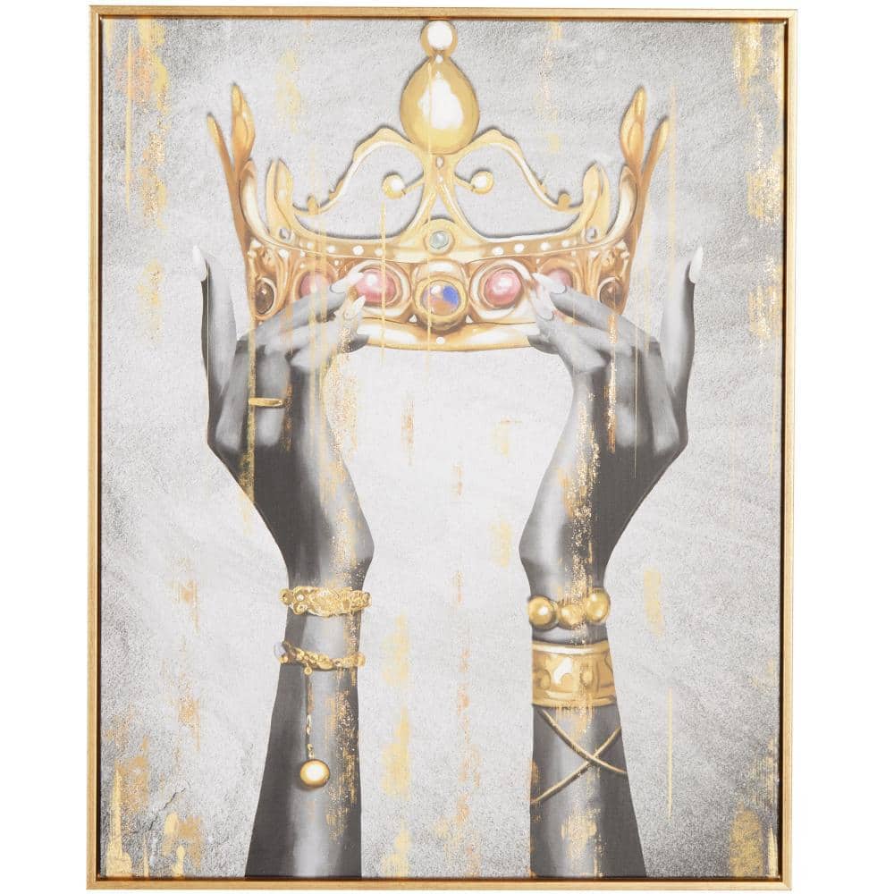 Litton Lane 1-Panel Crown Framed Wall Art with Shaded Hands and ...
