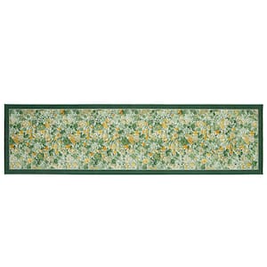 Loveston Floral Chenille Green 2 ft. x 6 ft. Polyester Runner Rug