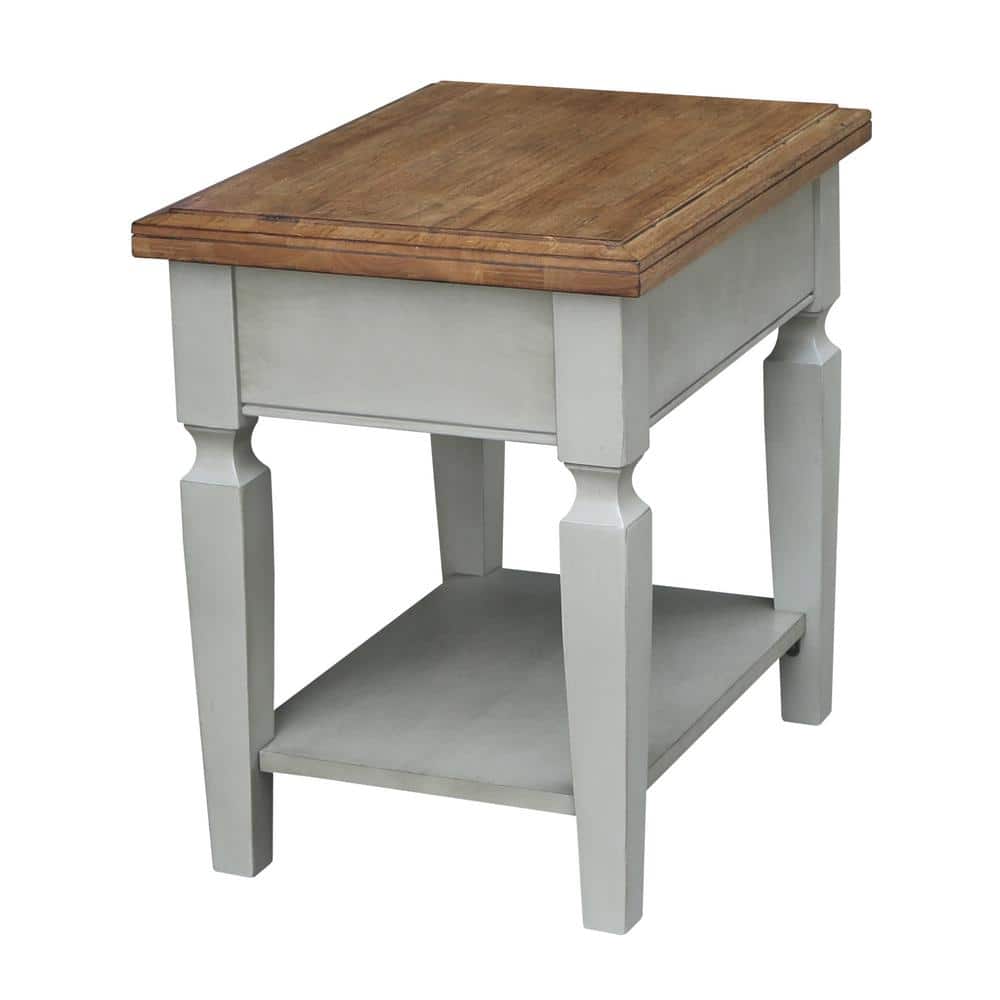 Vista Distressed Hickory and Stone Wood End Table with Storage