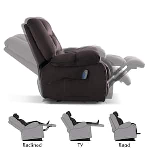 Microfiber Dark Brown Recliner Chair with Heat and Vibration (Set of 1)