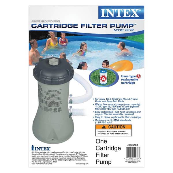 Intex 1000 GPH Easy Set Above Ground Swimming Pool Cartridge Filter Pump System