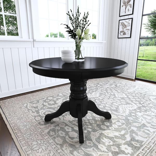 42 in. Round Black Dining Table