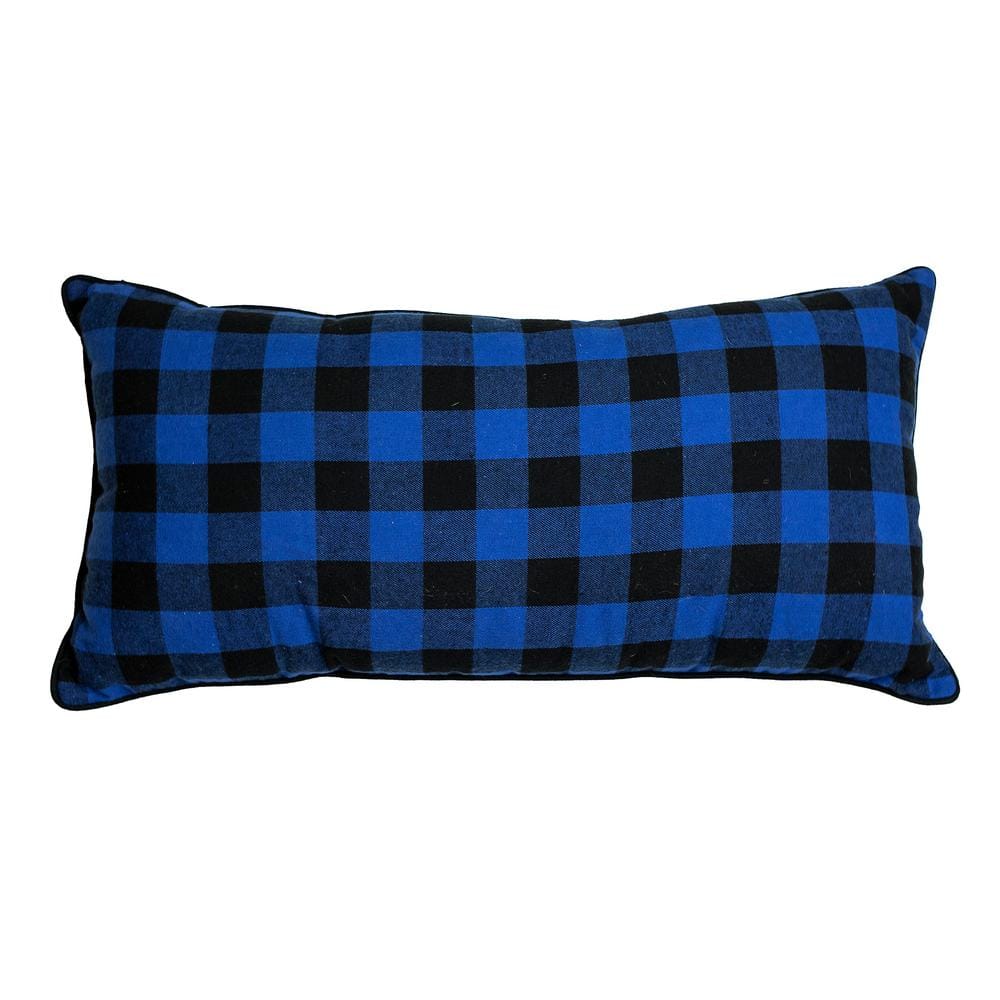 Red and Black Plaid Cotton Reversible Throw Pillow 11 x 22