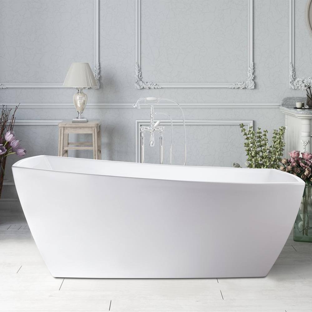 Luxurious 67" White Acrylic Freestanding Bathtub