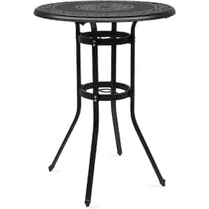 32 in. x 32 in. x 41 in. Outdoor Patio Cast Aluminum Round Bar Table