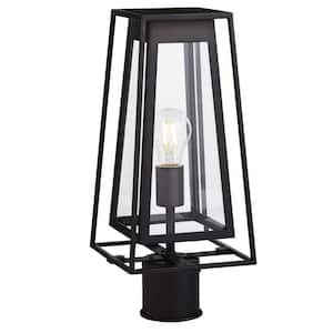 Bailey Modern 1-Light Bronze Outdoor Post Lantern Double Frame with Clear Glass